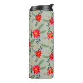 Feierliche Rote Poinsettia Weihnachtsblume Thermosbecher (Nach links gedreht)