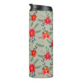 Feierliche Rote Poinsettia Weihnachtsblume Thermosbecher (Nach rechts gedreht)