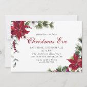 Feierliche Rote Poinsettia Weihnachtsfeiertag Part Einladung (Vorderseite)