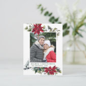 Feierliche Rote Poinsettia Weihnachtsfeiertag Postkarte (Stehend Vorderseite)