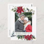Feierliche Rote Poinsettia Weihnachtsfeiertag Postkarte (Vorne/Hinten)