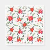 Feierliche Rote Pointsettia Blumenwasser Farbe. Serviette (Vorderseite)