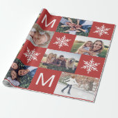 Feierliche Rote Schneeflocken Foto Collage Weihnac Geschenkpapier (Ungerollt)