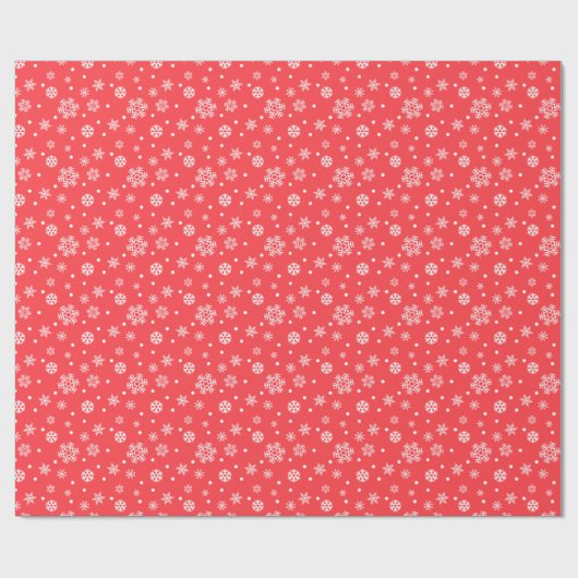 Feierliche Rote Schneeflocken Geschenkpapier (Flach)