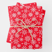 Feierliche Rote Schneeflocken Holly and Berries Geschenkpapier Set (Beispiel)