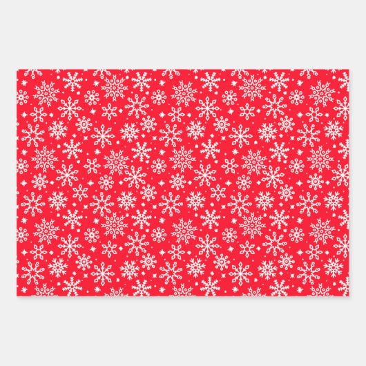 Feierliche Rote Schneeflocken Holly and Berries Geschenkpapier Set (Vorderseite)