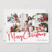 Feierliche Rote Schrift Frohe Weihnachten Fünf Fot (Vorderseite)