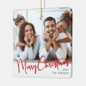 Feierliche Rote Schrift Frohe Weihnachten Keramikornament (Links)