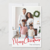 Feierliche Rote Schrift Frohe Weihnachten Vertikal (Vorderseite)