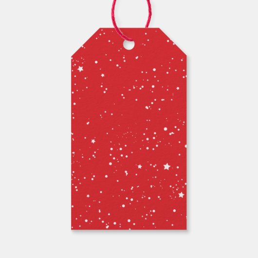 Feierliche rote Skripte frohe Weihnachten zu und v Geschenkanhänger (Rückseite)