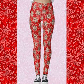 Feierliche Rote Sterne Happy Holiday Leggings