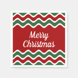 Feierliche Rote Streifen Frohe Weihnachten Serviette
