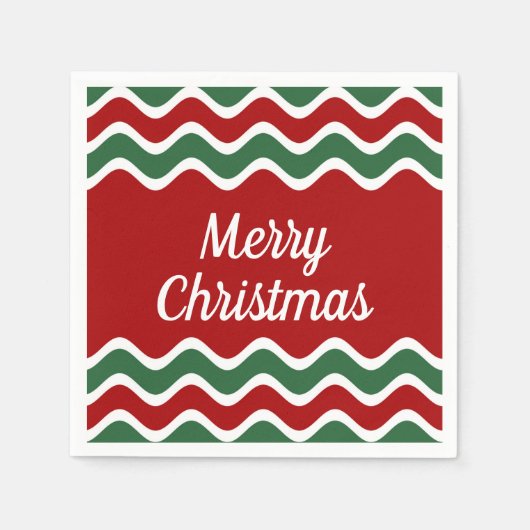 Feierliche Rote Streifen Frohe Weihnachten Serviette (Vorderseite)