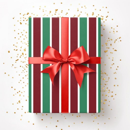 Feierliche Rote Streifen Weihnachten Geschenkpapier