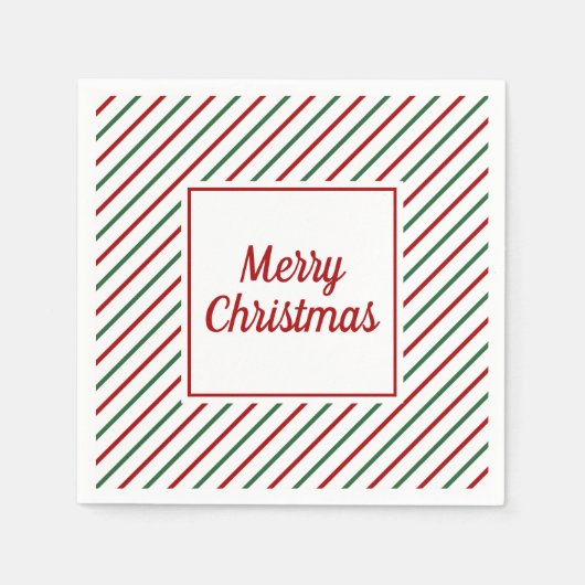 Feierliche Rote Streifen Weihnachten Serviette (Vorderseite)