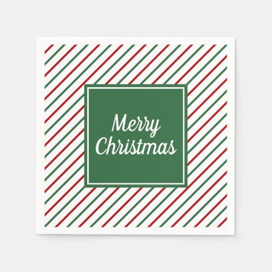 Feierliche Rote Streifen Weihnachten Serviette (Vorderseite)