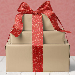 Feierliche Rote Swirl Muster Weihnachten Satinband