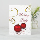 Feierliche Rote Verzierung Feiertag Einladung (Stehend Vorderseite)