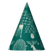 Feierliche rote Weihnachten, Winterwald. Partyhütchen (Links)