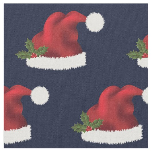 Feierliche Rote Weihnachtsmannmütze mit Heiligenbl Stoff (Nahaufnahme)