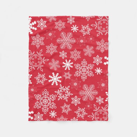 Feierliche Rote Winter Schneeflocken Pattern Urlau Fleecedecke (Vorderseite)