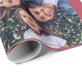 Feierliche Rote Winterbären Fotocollage Weihnachte Geschenkpapier (Rolleneckpunkt)