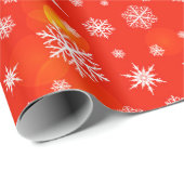 Feierliche Rote Winterschneeflocken | Weihnachten Geschenkpapier (Rolleneckpunkt)