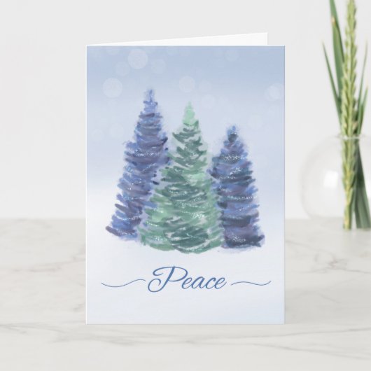 Feierliche Ruhe mit Evergreen Trees Karte (Vorderseite)