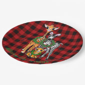 Feierliche Safari-Freunde, rot kariert Pappteller (Schrägansicht)