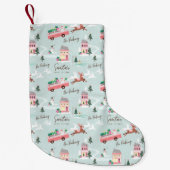 Feierliche Santa's Comin' to Town Pink Retro Van Kleiner Weihnachtsstrumpf (Vorderseite)