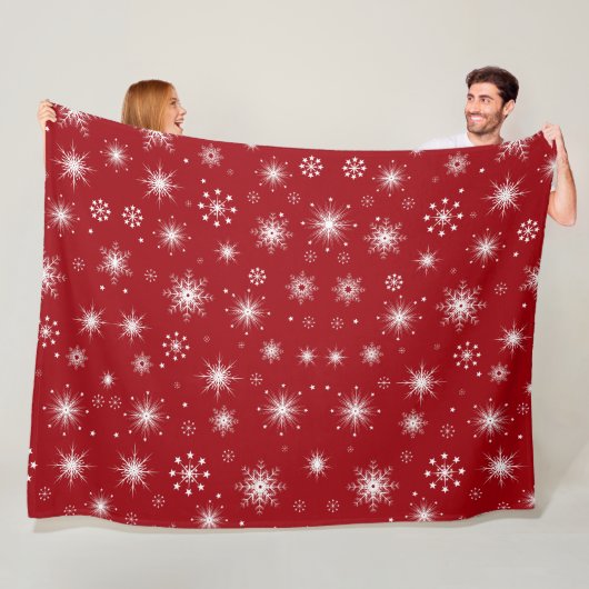 Feierliche Schneeflocke Blanket in lebhaftem Rot Fleecedecke (Beispiel)