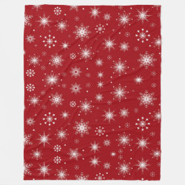 Feierliche Schneeflocke Blanket in lebhaftem Rot Fleecedecke