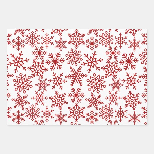 Feierliche Schneeflocke Rotes grünes Weihnachtsfes Geschenkpapier Set (Vorderseite 2)