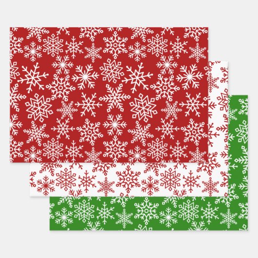 Feierliche Schneeflocke Rotes grünes Weihnachtsfes Geschenkpapier Set (Set)