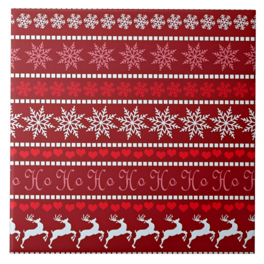 Feierliche Schneeflocke und Reindeer-Design Fliese (Vorderseite)