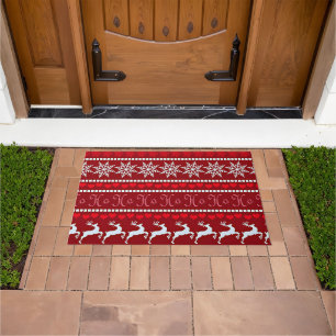 Feierliche Schneeflocke und Reindeer-Design Fußmatte