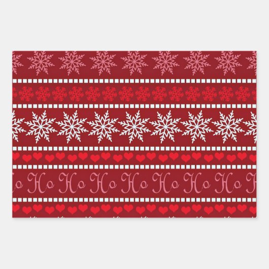 Feierliche Schneeflocke und Reindeer-Design Geschenkpapier Set (Vorderseite 3)