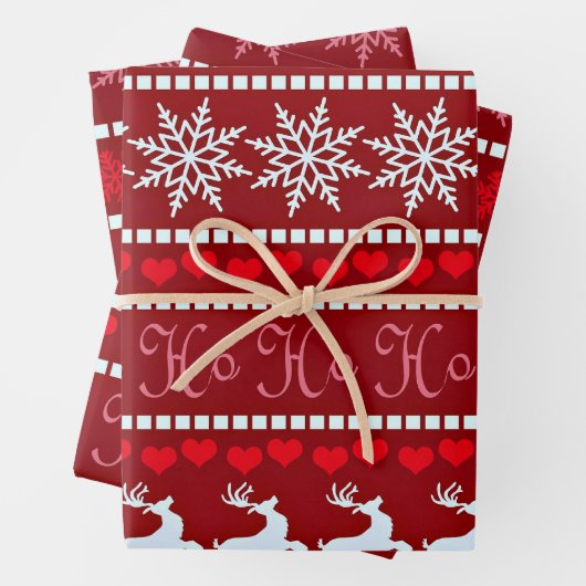Feierliche Schneeflocke und Reindeer-Design Geschenkpapier Set (Beispiel)