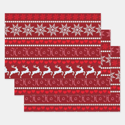 Feierliche Schneeflocke und Reindeer-Design Geschenkpapier Set (Set)