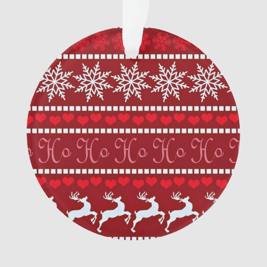 Feierliche Schneeflocke und Reindeer-Design Ornament (Vorderseite)