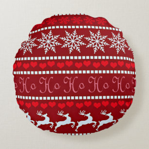 Feierliche Schneeflocke und Reindeer-Design Rundes Kissen