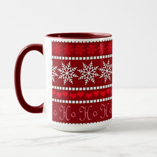 Feierliche Schneeflocke und Reindeer-Design Tasse (Links)