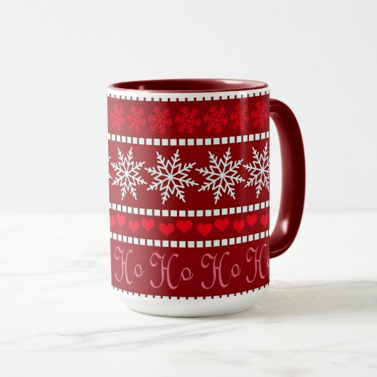 Feierliche Schneeflocke und Reindeer-Design Tasse (VorderseiteRechts)