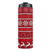 Feierliche Schneeflocke und Reindeer-Design Thermosbecher (Vorderseite)