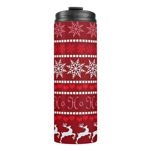 Feierliche Schneeflocke und Reindeer-Design Thermosbecher (Vorderseite)
