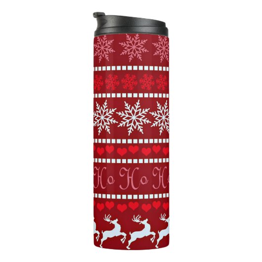 Feierliche Schneeflocke und Reindeer-Design Thermosbecher (Nach rechts gedreht)