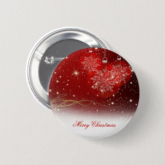 Feierliche Schneeflocken "Frohe Weihnachten" Button (Vorne & Hinten)