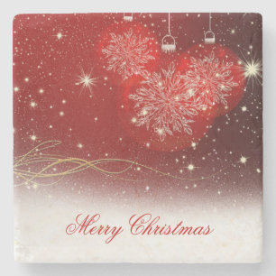 Feierliche Schneeflocken "Frohe Weihnachten" Steinuntersetzer