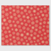 Feierliche Schneeflocken Gelb und Rot Weihnachten Geschenkpapier (Flach)