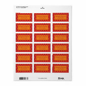 Feierliche Schneeflocken - Rot und Orange Adressaufkleber (Vorne)